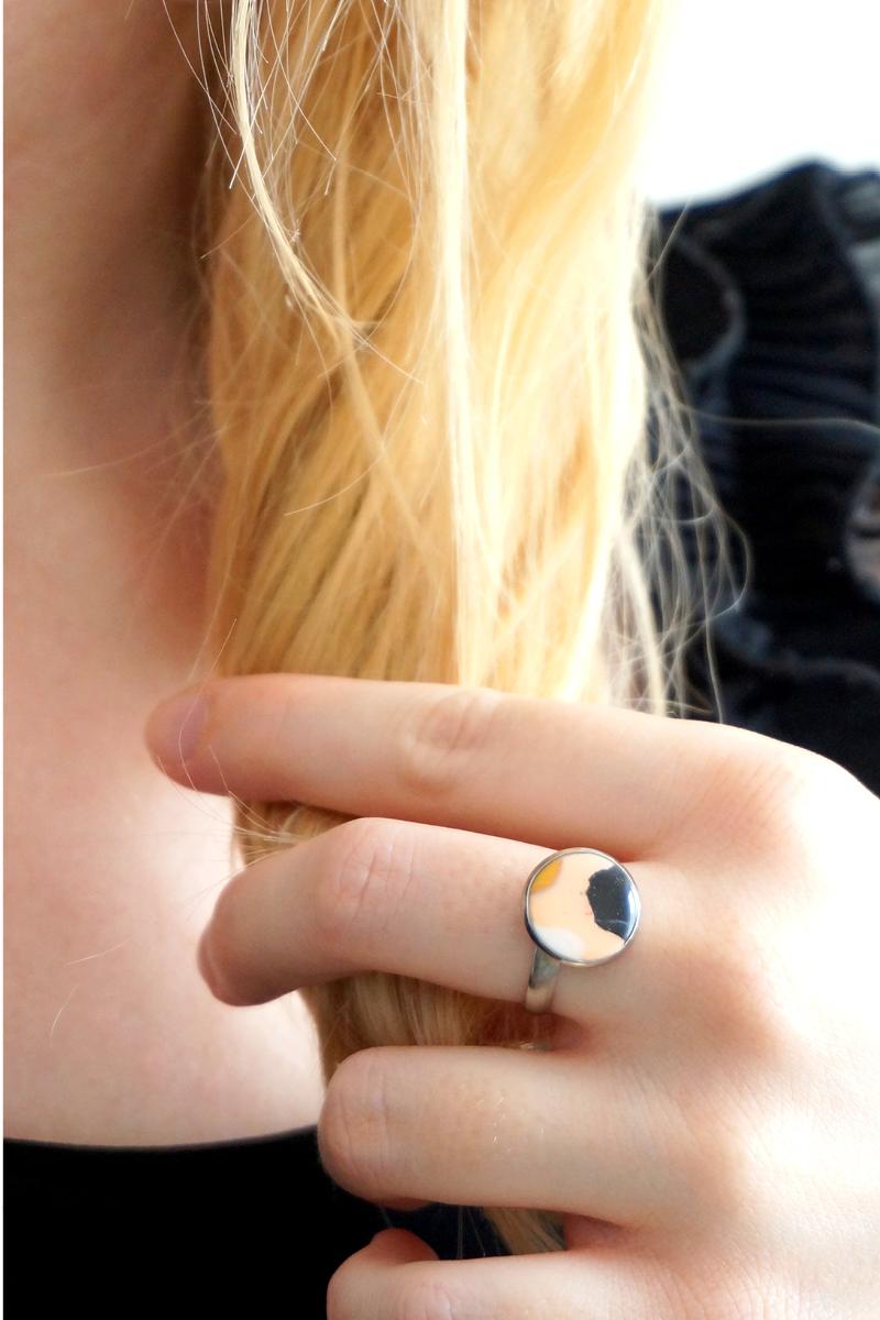 Bague rose or noir blanc