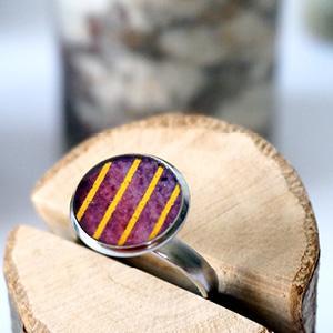 Bague aquarelle bordeaux lignes or