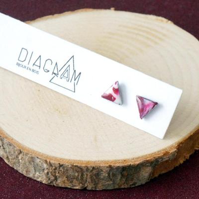Bo clou mini triangles blanc violet