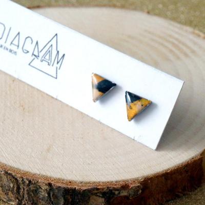 Bo clou mini triangles noir or rose