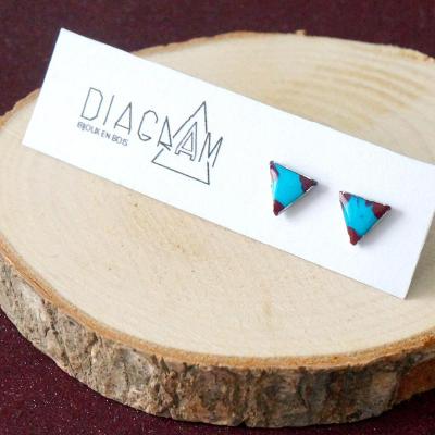 Bo clou mini triangles turquoise bordeau