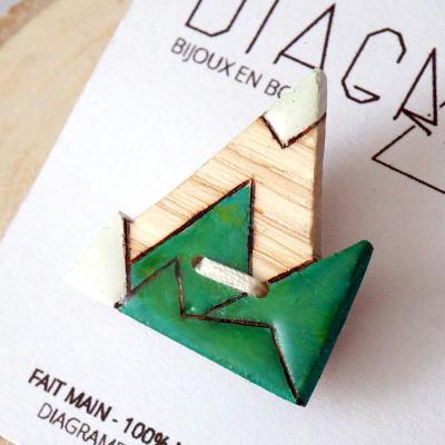 Broche mini montagne vert blanc