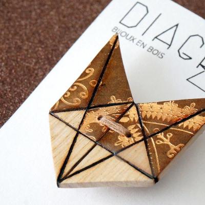 Broche renard marron motif cuivre