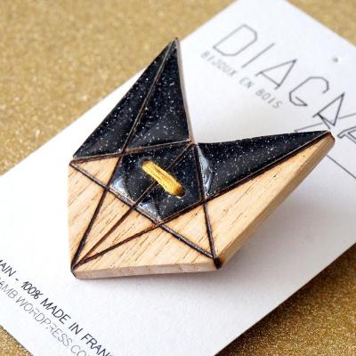 Broche renard noir paillettes