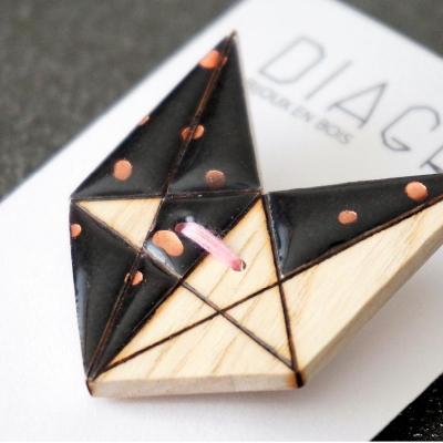 Broche renard noir rose irise