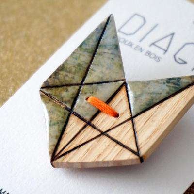 Broche renard nuances vertes