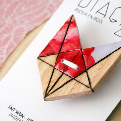 Broche renard peinture rouge blanc