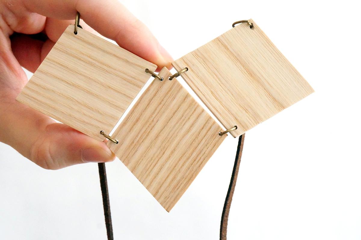 Collier 3losanges 3d or marron