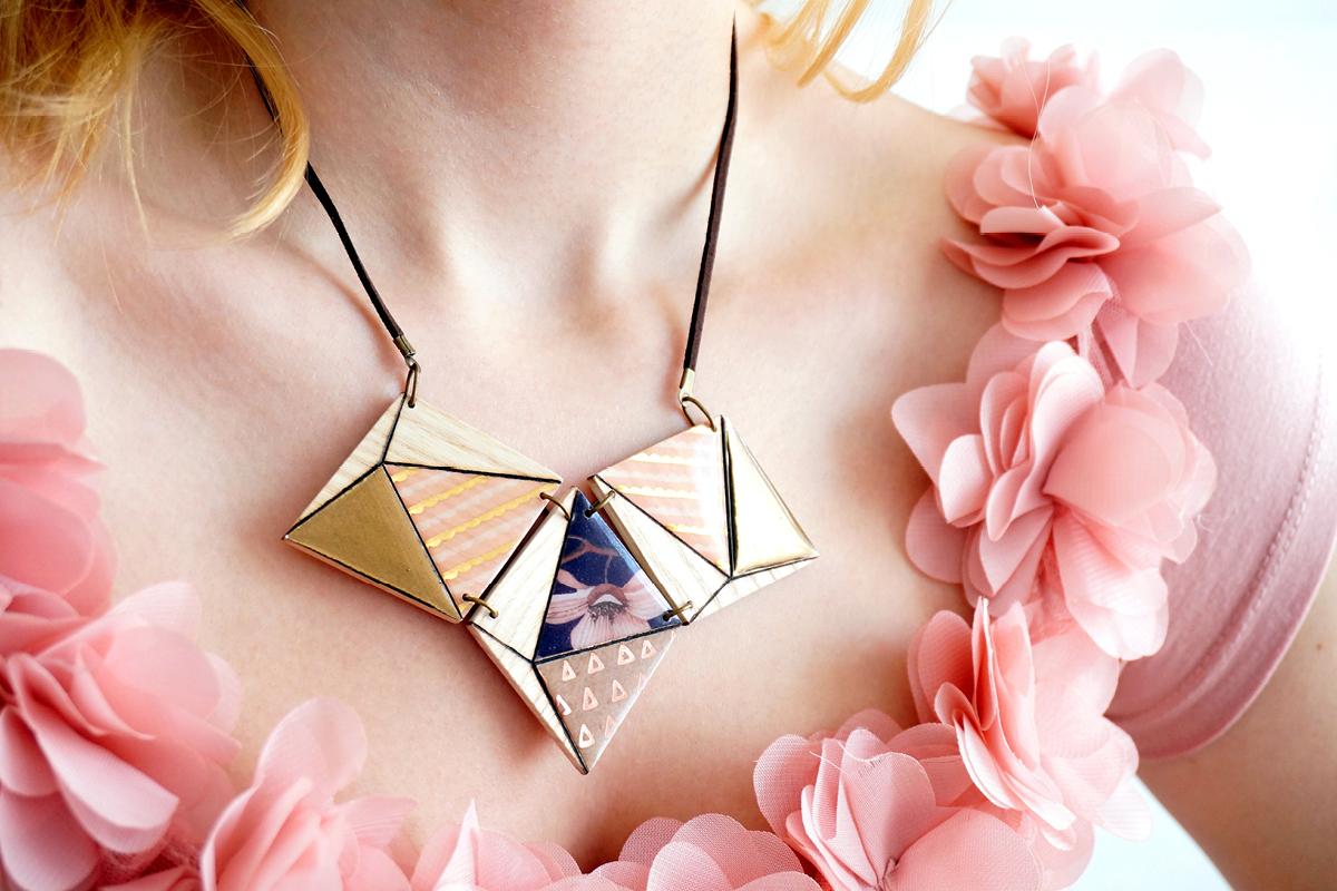 Collier 3losanges 3d violet or rose