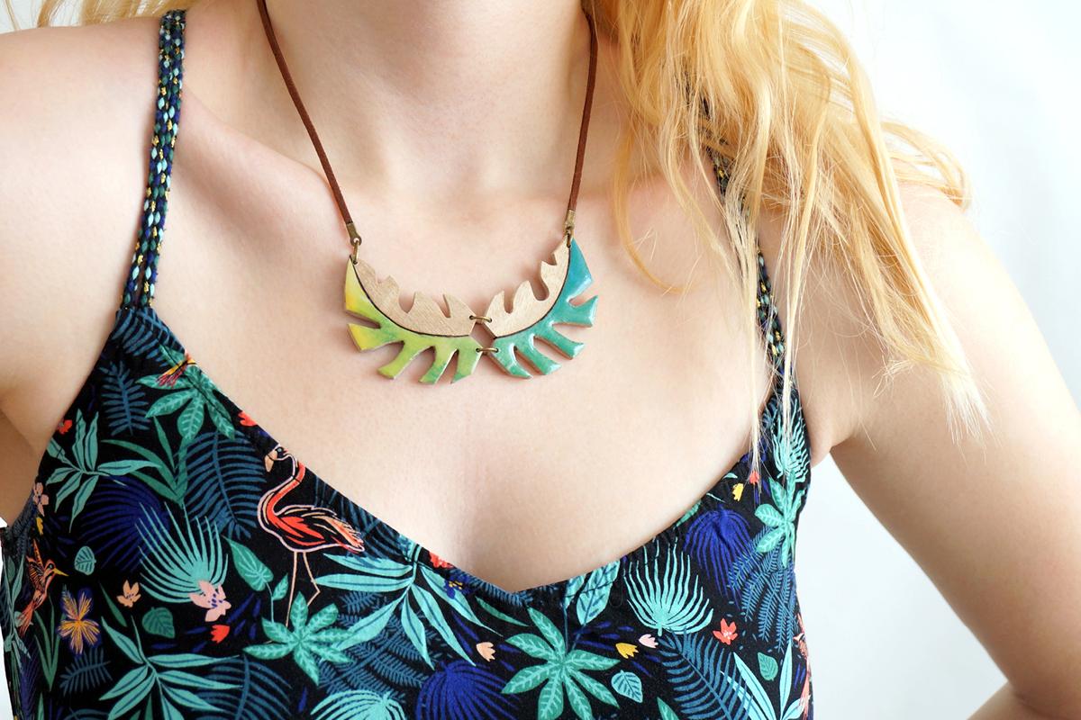 Collier tropical nuance vert