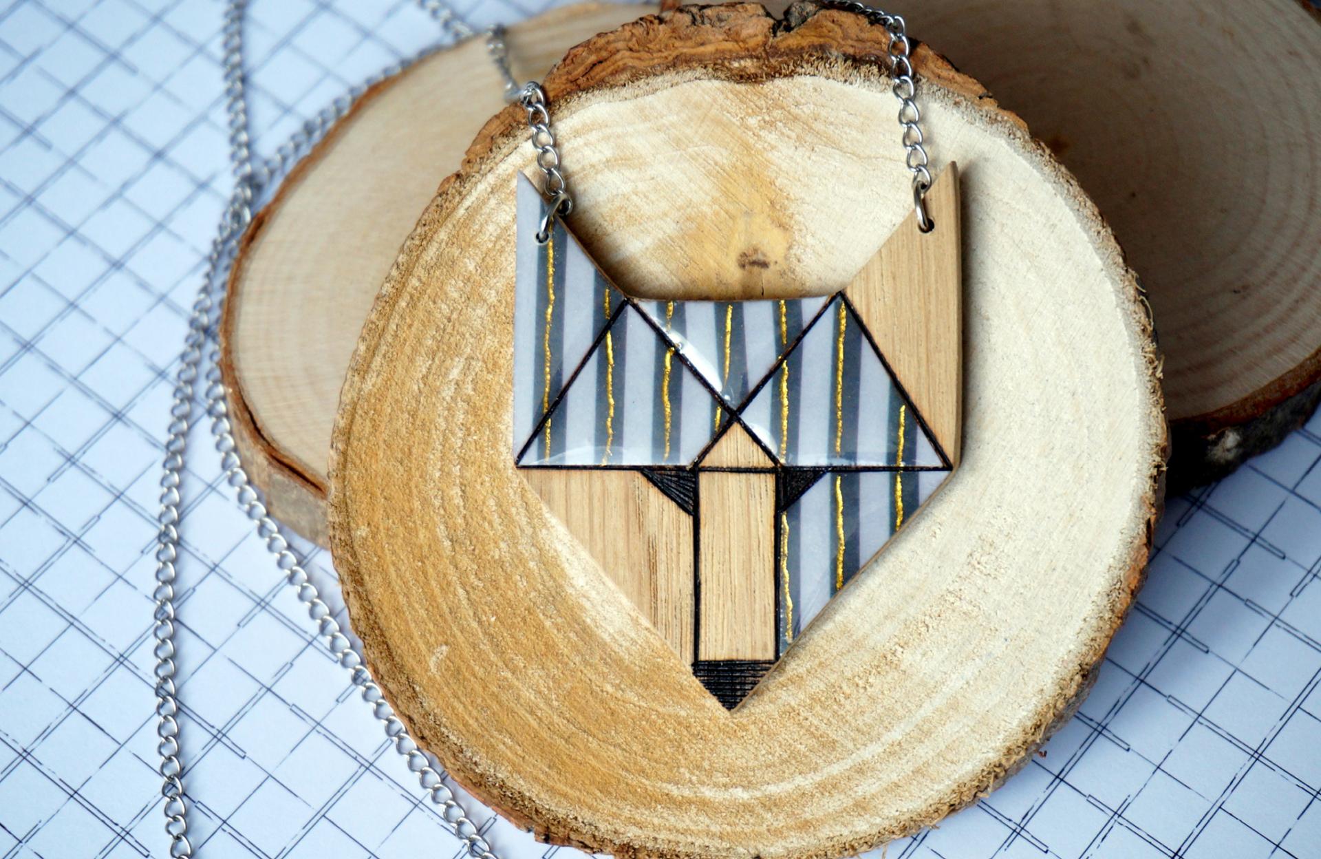 Sautoir loup marinie re gris or 2