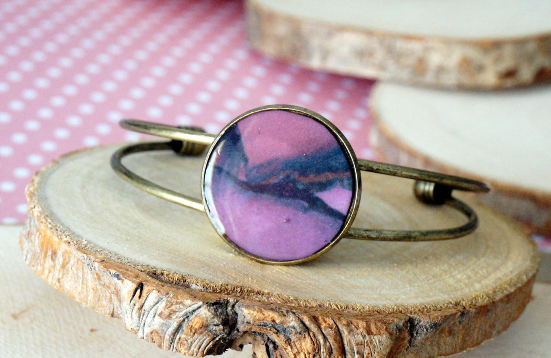 Bracelet bronze violet rose zoom